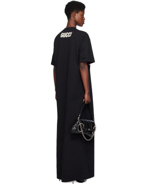 Gucci Black Jelly And Rose-print Cotton-jersey T-shirt Maxi Dress
