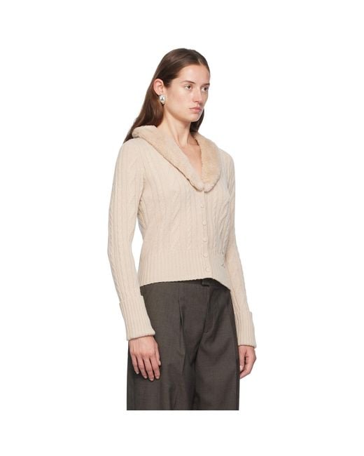 Blumarine Black Off- Faux-Fur Collar Cardigan