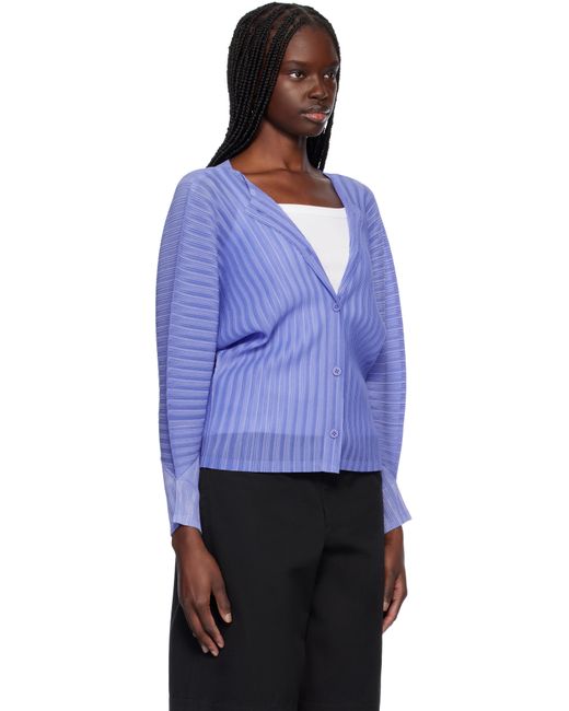 Pleats Please Issey Miyake Blue Rib Pleats February Cardigan