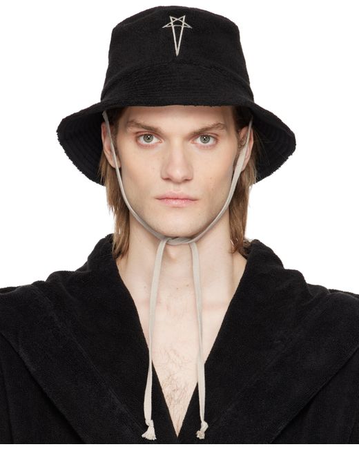 Rick Owens Black Beach Bucket Hat for men