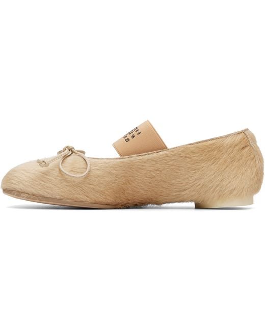 MM6 by Maison Margiela Natural Ballet Calf Hair Ballerina Flats