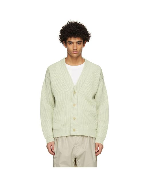AURALEE Green Hemp Big Cardigan for Men 
