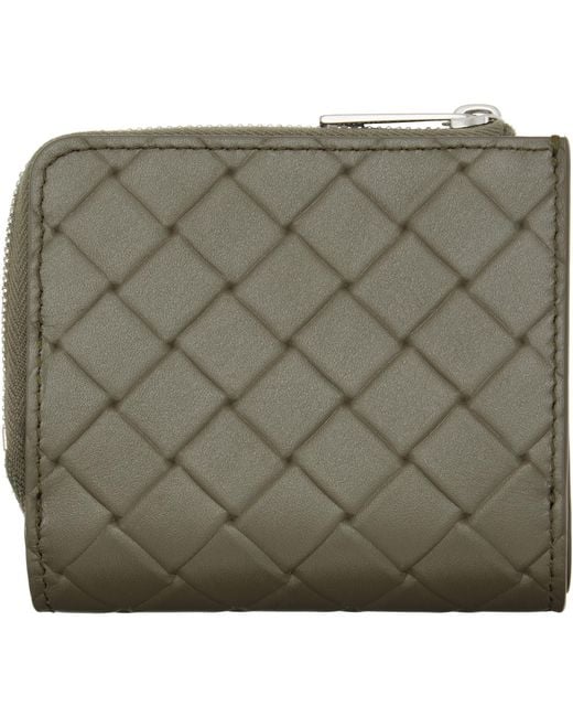 Bottega Veneta Green Khaki Intrecciato Stamp Bi-Fold Wallet for men