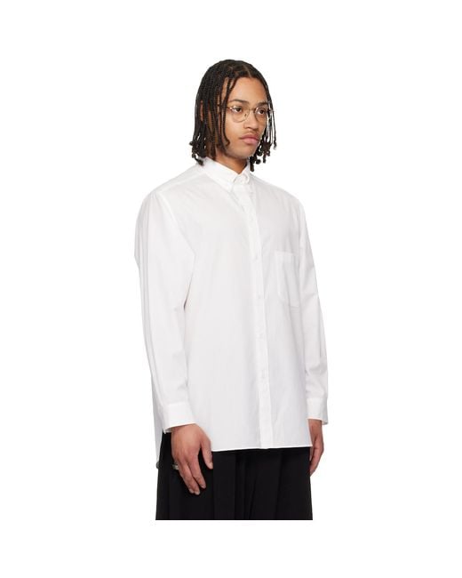 Yohji Yamamoto White Cotton Broad Double Collar Shirt for men