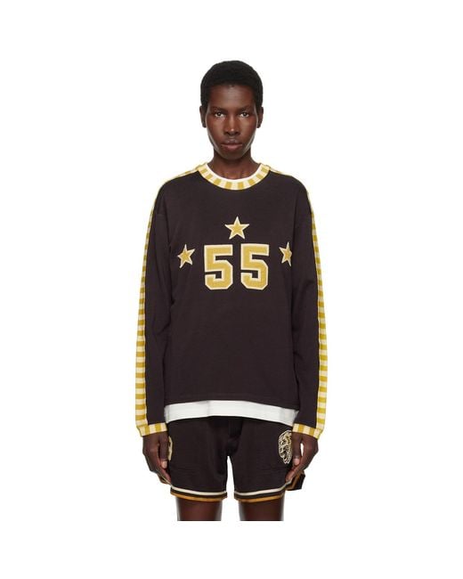 Bode Black Medalist Appliqué Long Sleeve T-Shirt