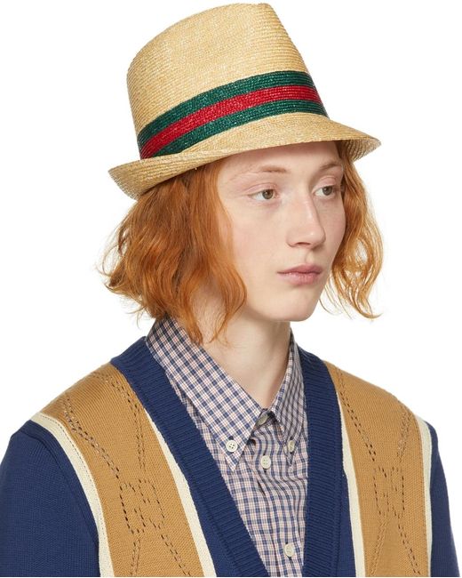 Gucci Blue Straw Woven Hat for men