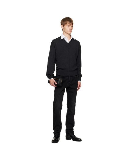 Tom Ford Black Grain Leather Smart Wash Pouch for men