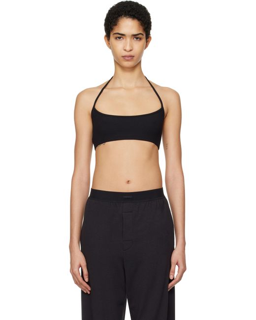 Skims Black Soft Lounge Halter Scoop Bralette