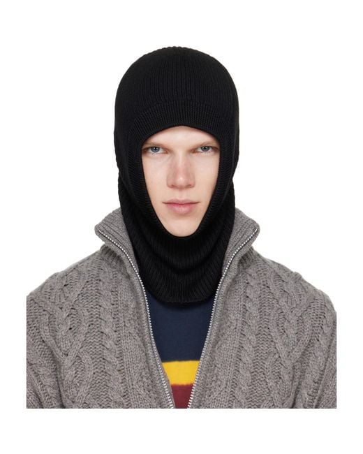 Rier Black Wool Balaclava for men