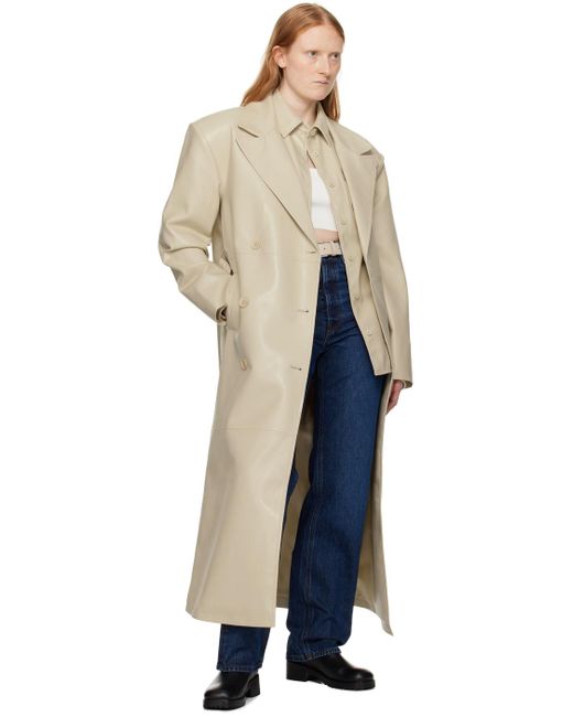 Frankie Shop Multicolor Beige Tina Faux-leather Trench Coat
