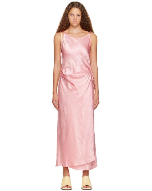 Acne Multicolor Pink Wrap Maxi Dress