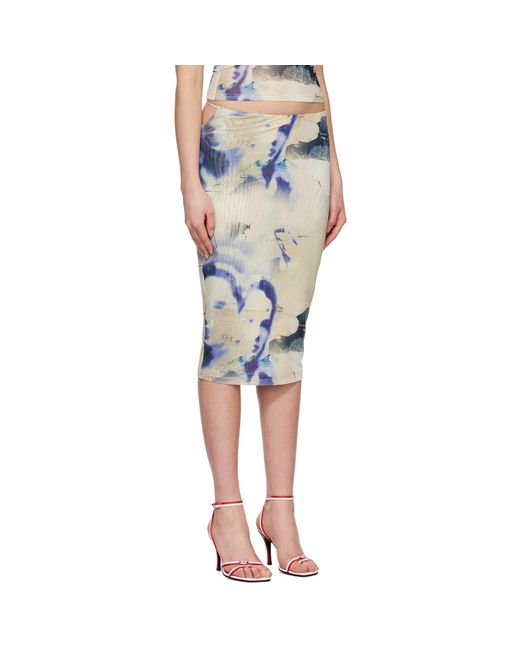 Miaou Multicolor Beige & Purple Verona Midi Skirt