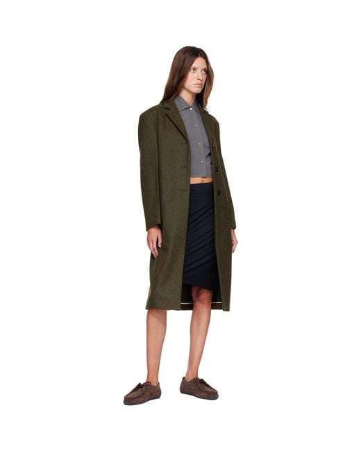Jil Sander Green Khaki Loden Wool Coat