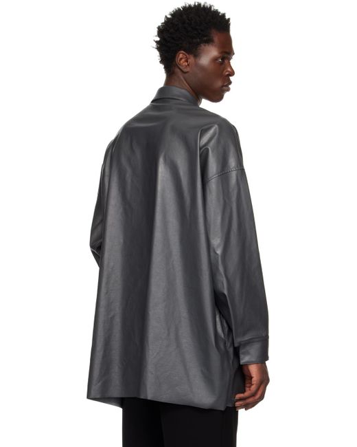 N. Hoolywood Black Half Coat Faux-leather Jacket for men