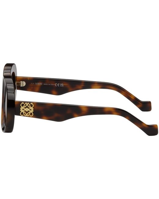 Loewe Black Tortoiseshell Oval Sunglasses for men