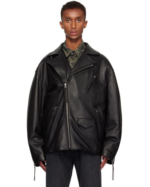 Acne Black Waxy Nappa Leather Biker Jacket for men