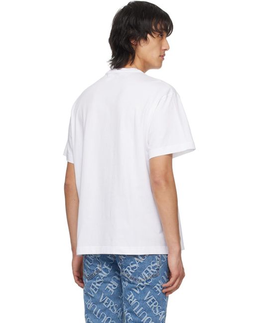 T-shirt blanc à appliqué à logo Versace pour homme en coloris White