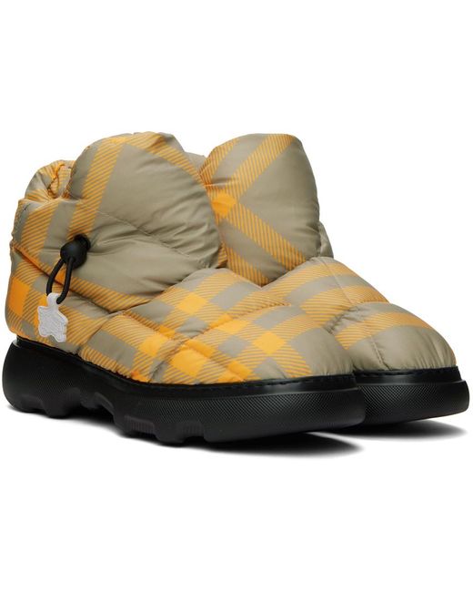 Burberry Black Orange & Taupe Check Pillow Boots for men