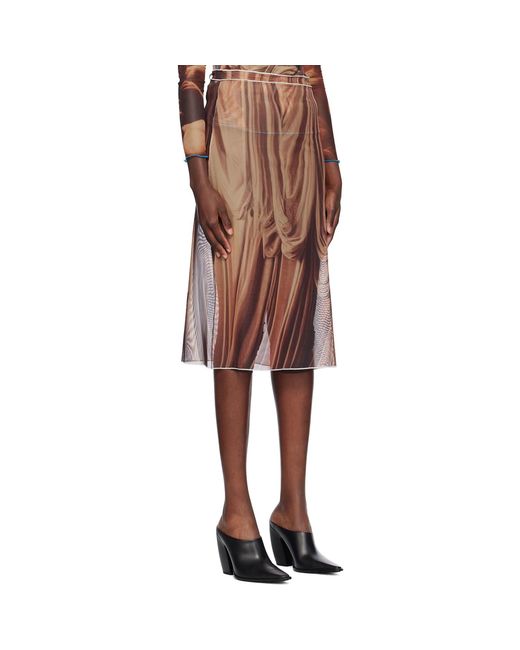 ROKH Multicolor Draped Printed Midi Skirt