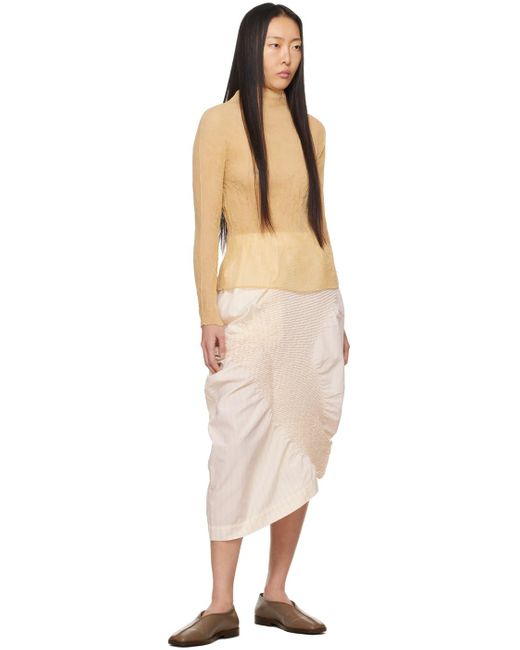 Issey Miyake Natural Off-white Contraction Midi Skirt