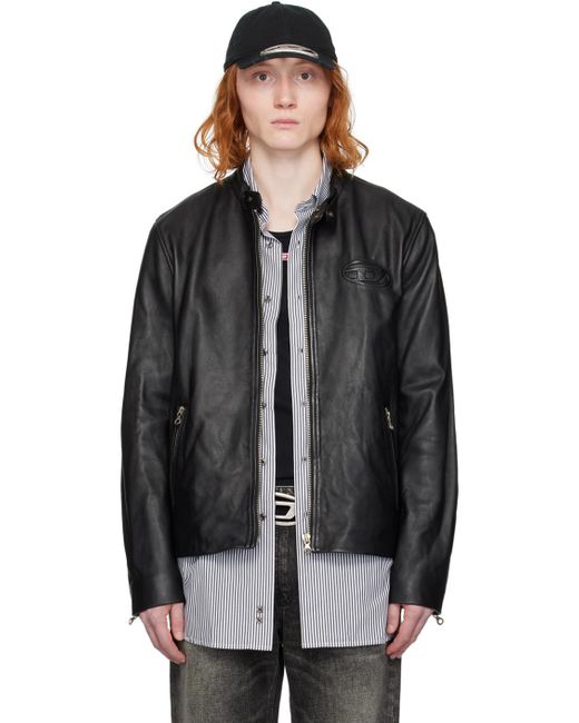 DIESEL Black L-metalo Leather Jacket for men