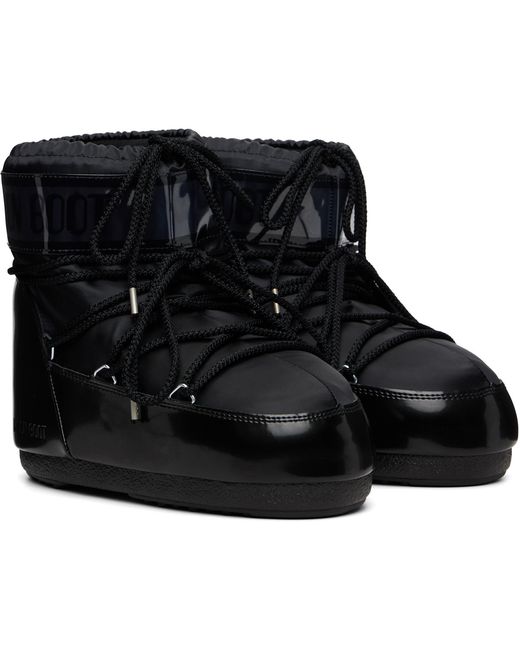 Moon Boot Black Icon Low Glance Satin Boots