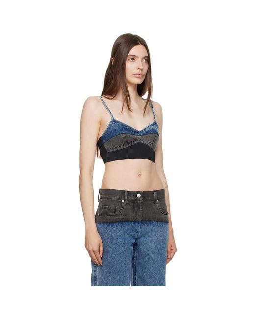 3.1 Phillip Lim Black Blue & Gray Paneled Denim Tank Top