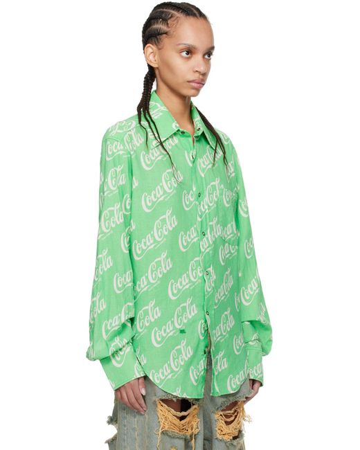 Chemise verte à motif à logo imprimé ERL en coloris Green