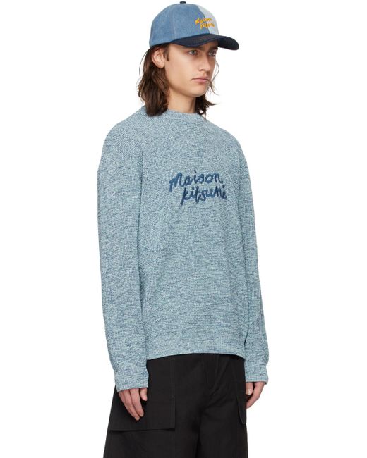 Maison Kitsuné Blue Handwriting Sweater for men