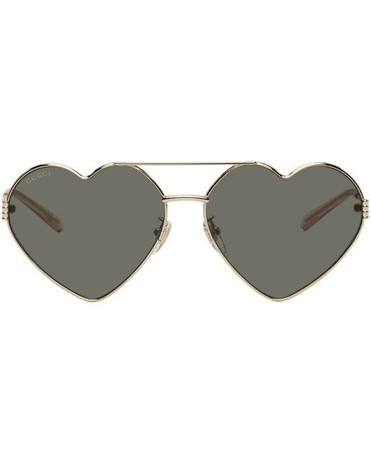 Gucci Black Gold Heart Metal Sunglasses