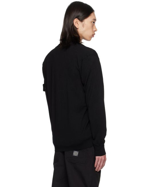 メンズ Stone Island ブラック ロゴパッチ カーディガン Black