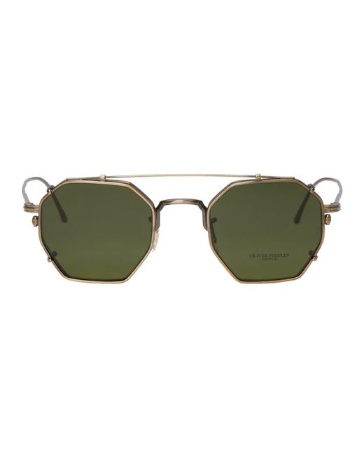 Oliver Peoples Multicolor Gold And Green Assouline Frame Edition Octagon Clip-on Sunglasses for men