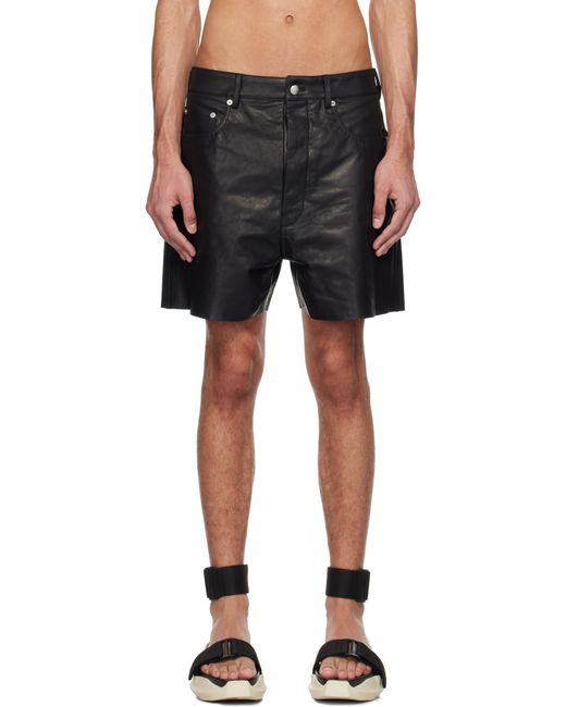 メンズ Rick Owens ブラック Hollywood Geth レザーショートパンツ Black