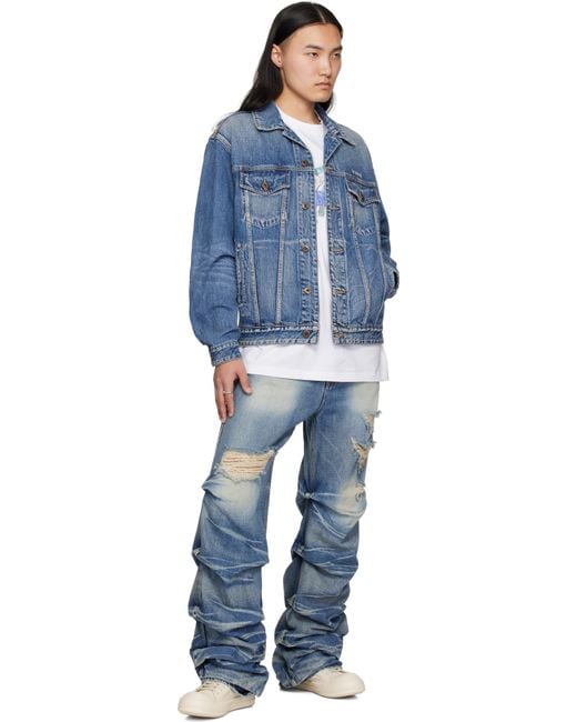 we11done Blue Washed Denim Jacket for men