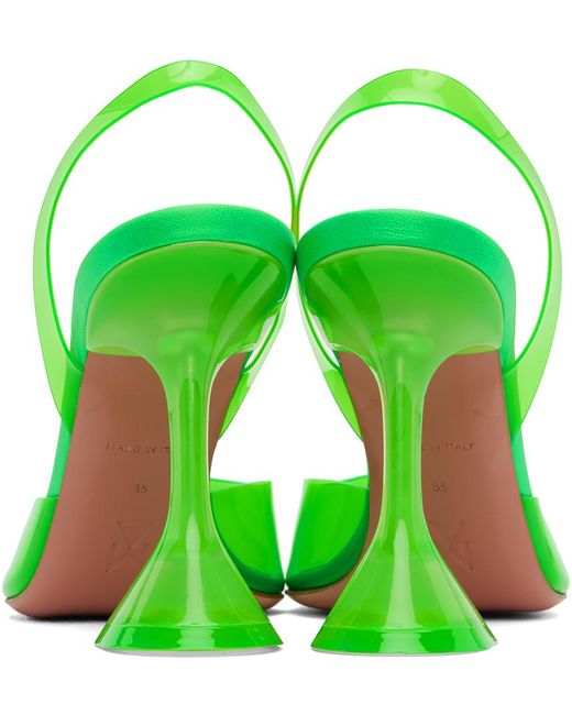 AMINA MUADDI Green Holli Glass Sling Heels