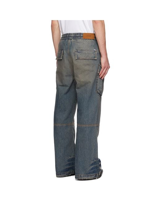Amiri Gray Drawstring Baggy Denim Cargo Pants for men