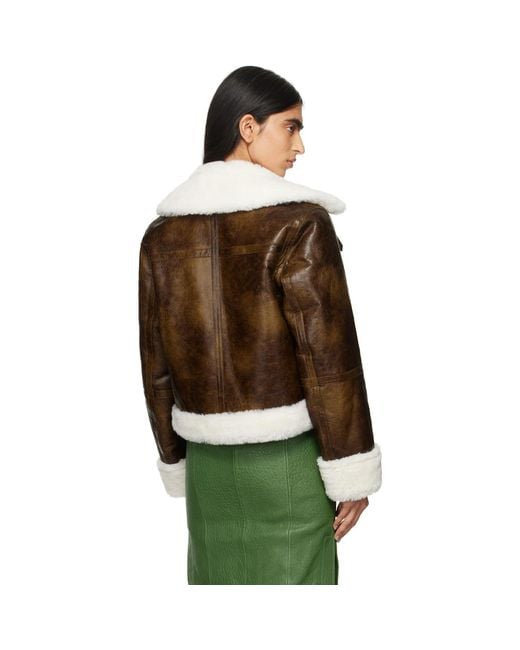 Stand Studio Green Off- Lorelle Faux-Shearling Jacket