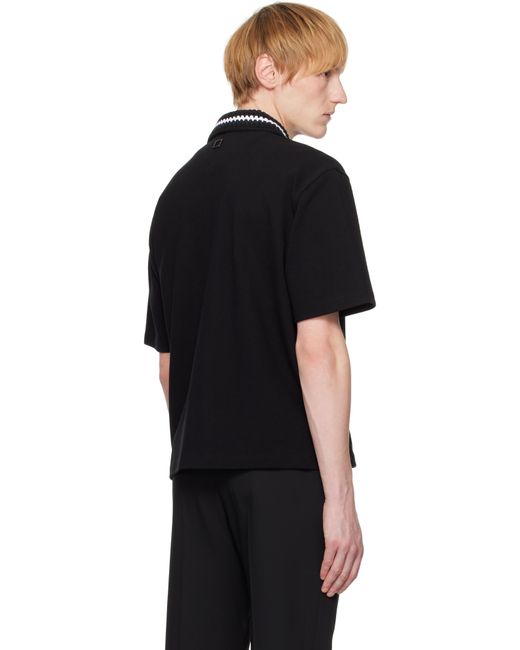 メンズ Wooyoungmi ブラック Knit Collar ポロシャツ Black