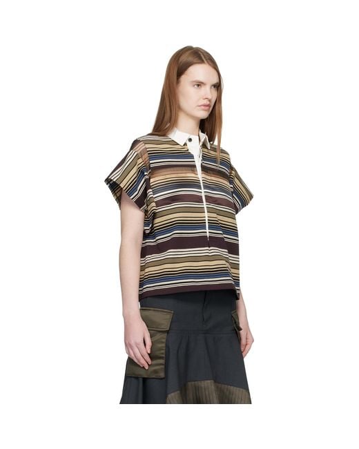 Sacai Black Horizontal Stripe Polo