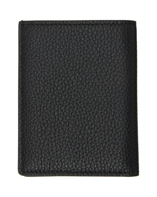 Tom Ford Black Grain Leather Folding Card Holder for men