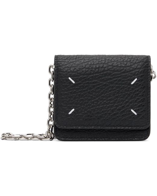 Petit sac portefeuille noir à chaine et à ornement cousu emblématique Maison Margiela en coloris Black