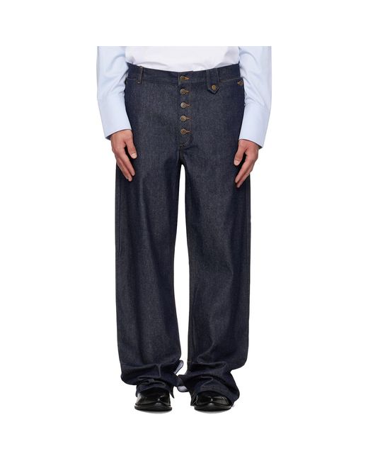Egonlab Blue Contrasted Hem Jeans for men