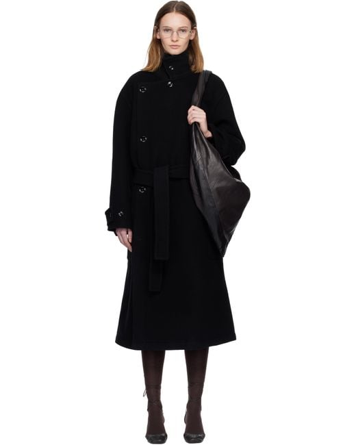 Lemaire Black Wrap Coat