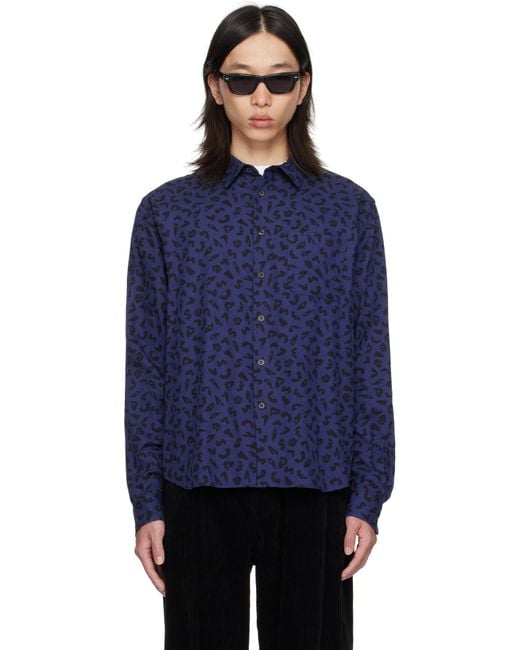 vowels Blue Leopard Shirt for men