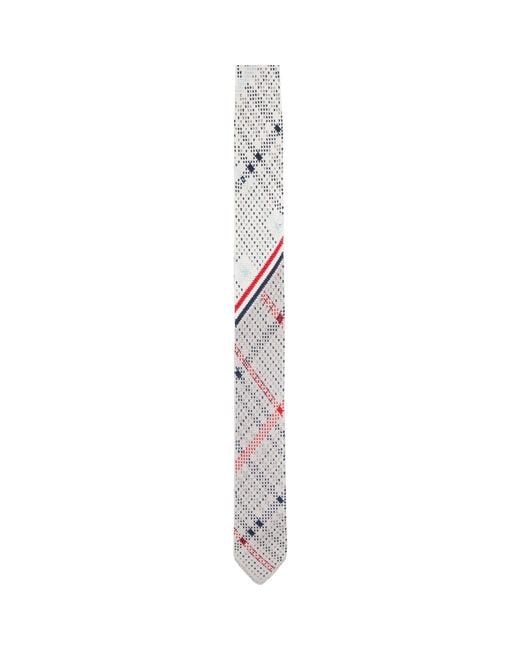 Thom Browne Black Plaid Check Silk Knit Rwb Tie for men