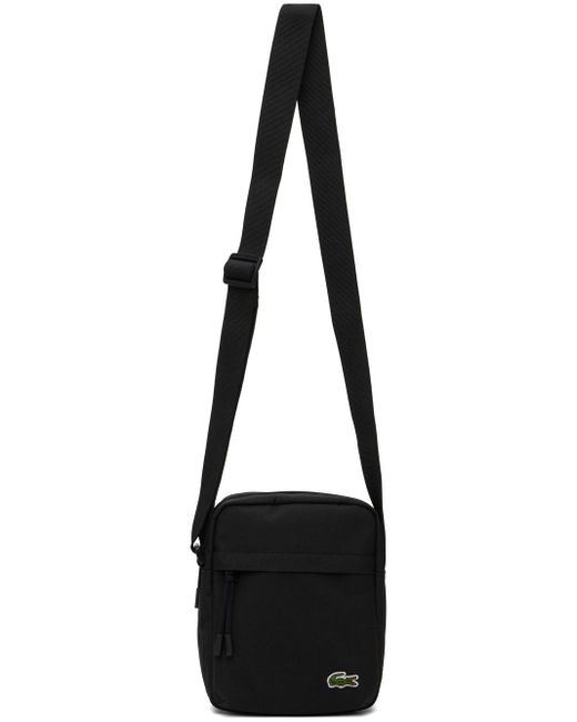 Lacoste Black Vertical Camera Bag for men