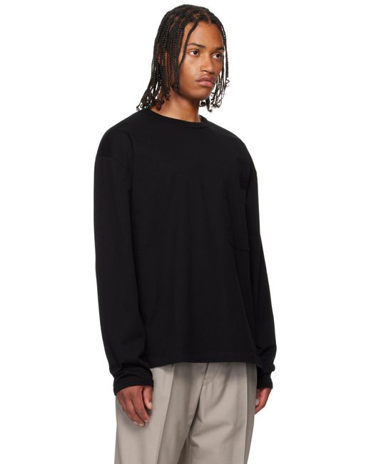 Lemaire Black Boxy Long Sleeve T-Shirt for men