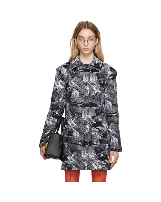Puppets and Puppets Black Jacquard Coat