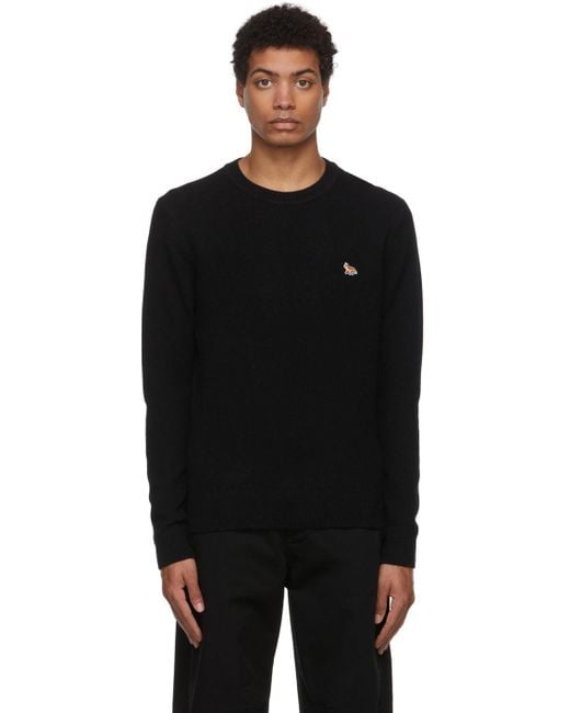 Maison Kitsuné Baby Fox Patch Cosy Sweater in Black for Men - Lyst