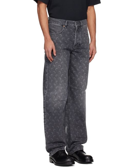 Jean Ample Gris À Logos De Lune Imprimés Au Laser MARINE SERRE pour homme en coloris Black